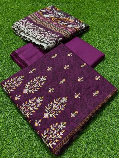 RIWAYAT Premium Embroidered Khaddar Suit 3pc purple