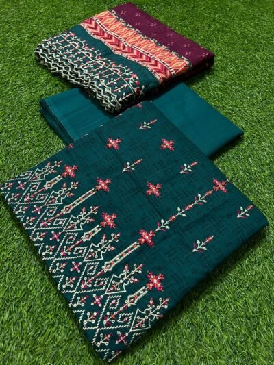 RIWAYAT Premium Embroidered Khaddar Suit 3pc Zinc Green
