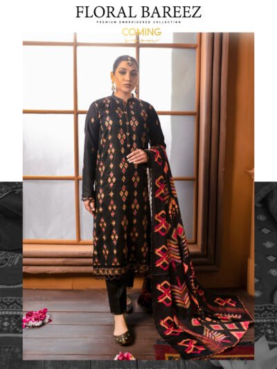 floral bareez by gull jee premium embroidered collection black