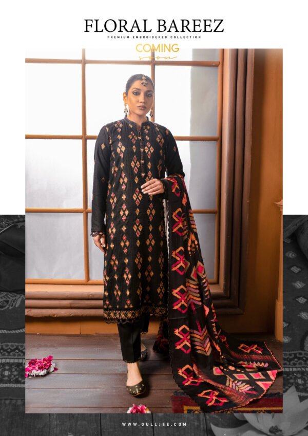 floral bareez by gull jee premium embroidered collection black