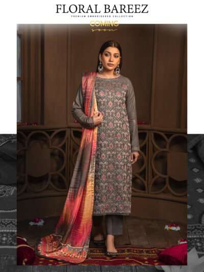 floral bareez by gull jee premium embroidered collection grey