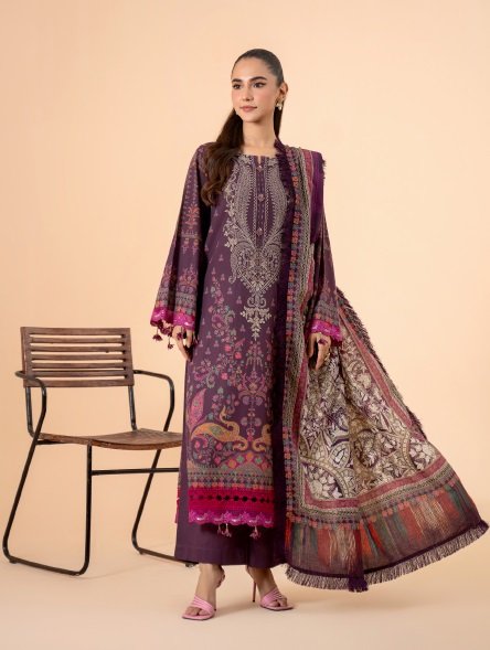 aster front Mausummery Unstitched Khaddar Collection 3pc | Aster