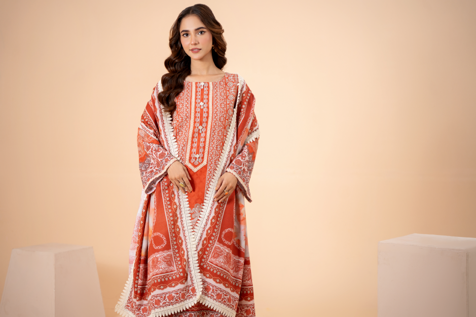 azalea Mausummery Unstitched Khaddar Collection 3pc | Azalea - Image 2