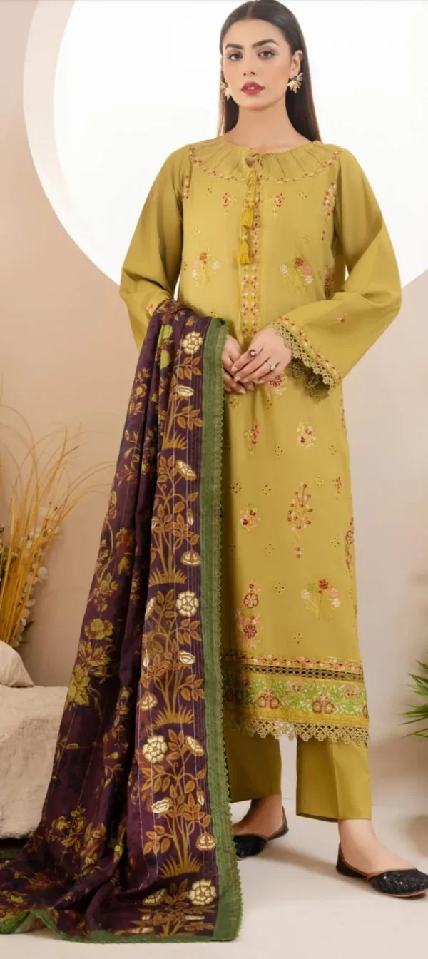 Dove by Gull Jee Embroidered Linen 3pc | BH689231525