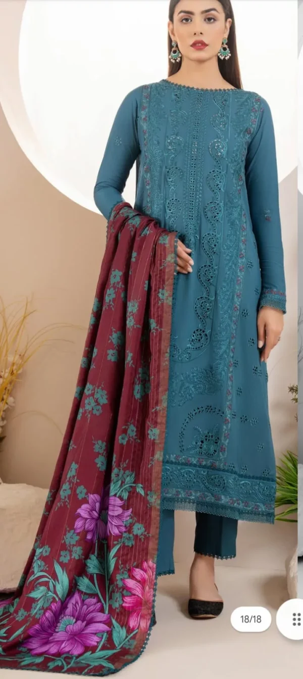 Dove by Gull Jee Embroidered Linen 3pc | BH275771515