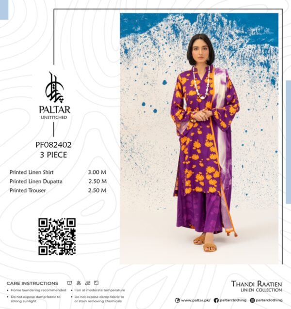 Paltar Thandi Raatien Linen 3pc | PF082402 - Image 2