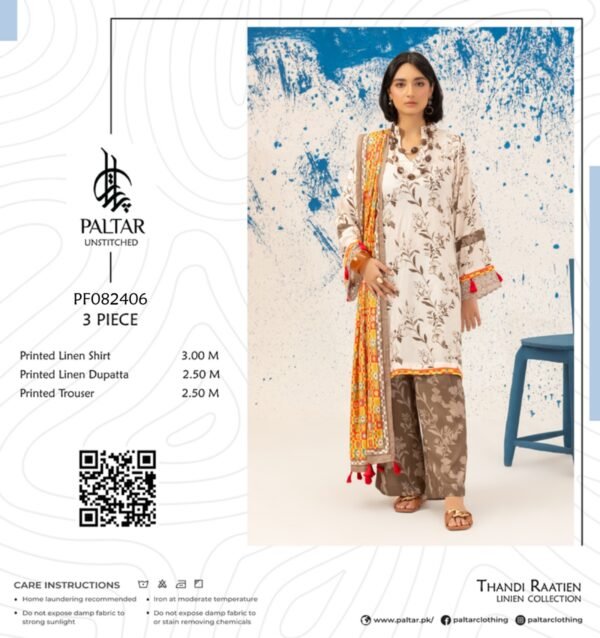 Paltar Thandi Raatien Linen 3pc | PF082406 - Image 2