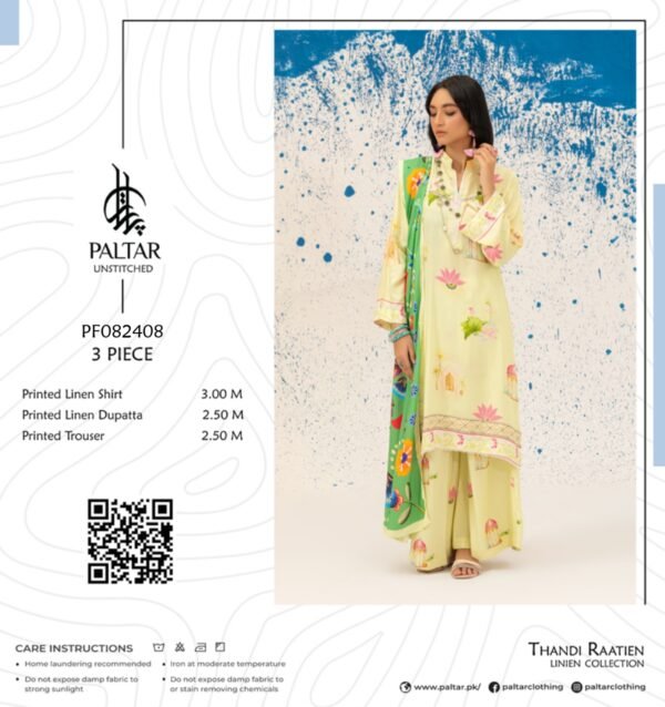 Paltar Thandi Raatien Linen 3pc | PF082408 - Image 2