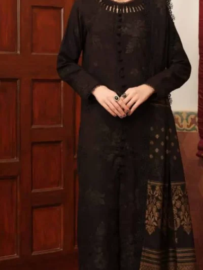 Tehzeeb by Riaz Arts Leather Peach with Velvet Jacquard Shawl 3pc | TL-334
