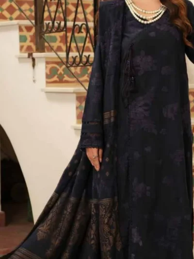 Tehzeeb by Riaz Arts Leather Peach with Velvet Jacquard Shawl 3pc | TL-339