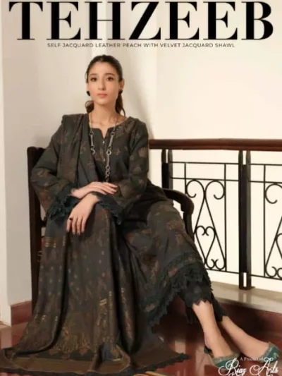 Tehzeeb by Riaz Arts Leather Peach