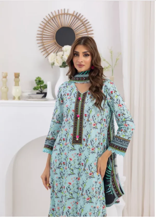 Salina by Regalia Unstitched Self Jacquard Linen 3pc | D#06 - Image 3