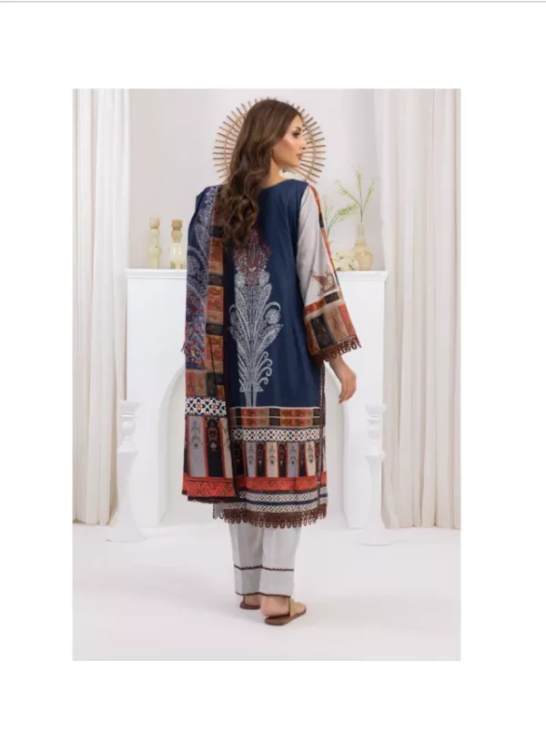 Salina by Regalia Unstitched Self Jacquard Linen 3pc | D#09 - Image 4