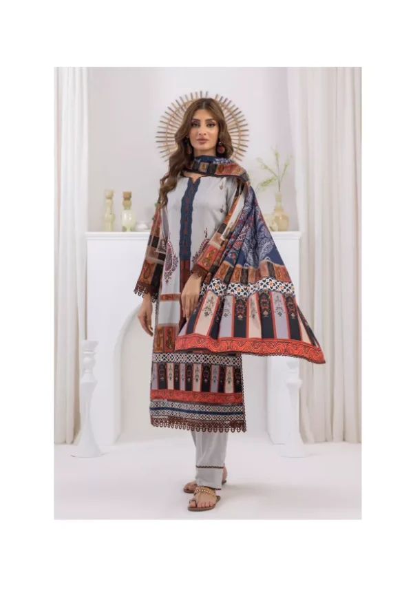 Salina by Regalia Unstitched Self Jacquard Linen 3pc | D#09 - Image 2