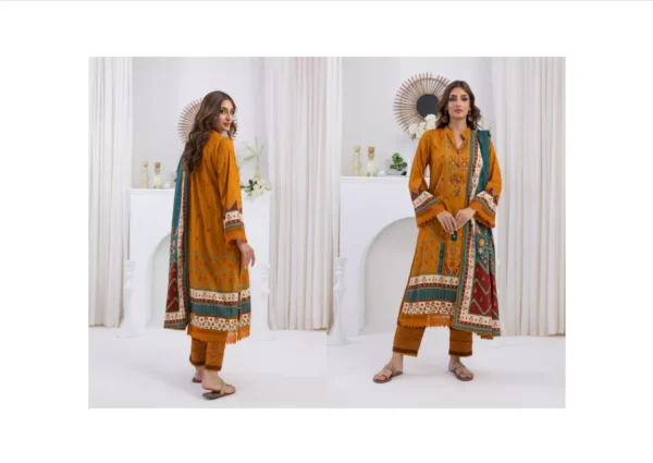 Salina by Regalia Unstitched Self Jacquard Linen 3pc | D#07 - Image 3