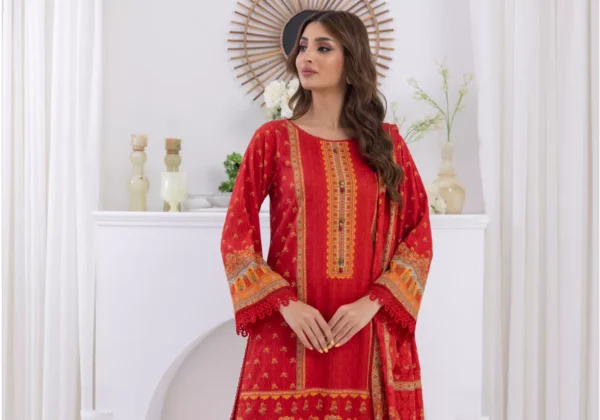 Salina by Regalia Unstitched Self Jacquard Linen 3pc | D#02 - Image 4