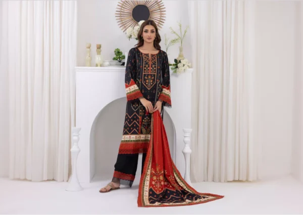 Salina by Regalia Unstitched Self Jacquard Linen 3pc | D#03 - Image 2