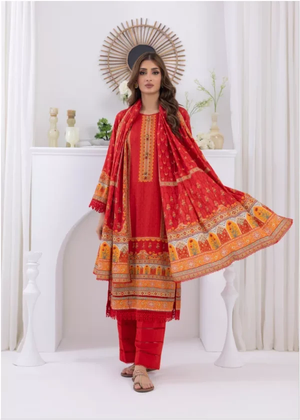 Salina by Regalia Unstitched Self Jacquard Linen 3pc | D#02 - Image 3
