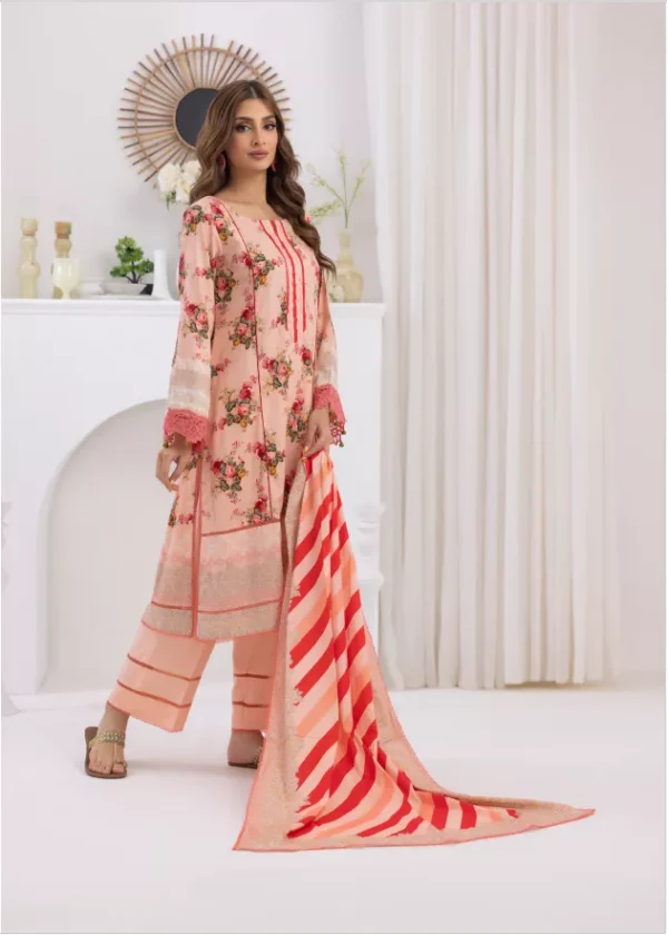 Salina by Regalia Unstitched Self Jacquard Linen 3pc | D#04 - Image 4