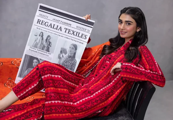 Regalia Identic Separates Unstitched Khaddar Vol 6 3pc | BH353281985 - Image 5