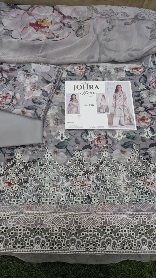 Johra Chickenkari Collection Afroz 3pc | JH-838 - Image 2