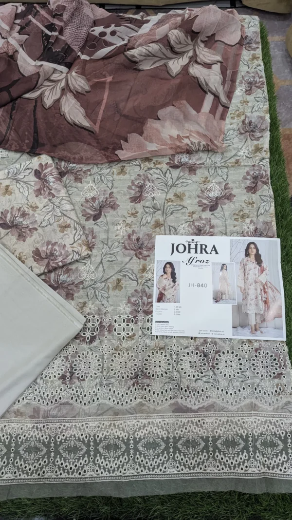 Johra Chickenkari Collection Afroz 3pc | JH-840 - Image 3