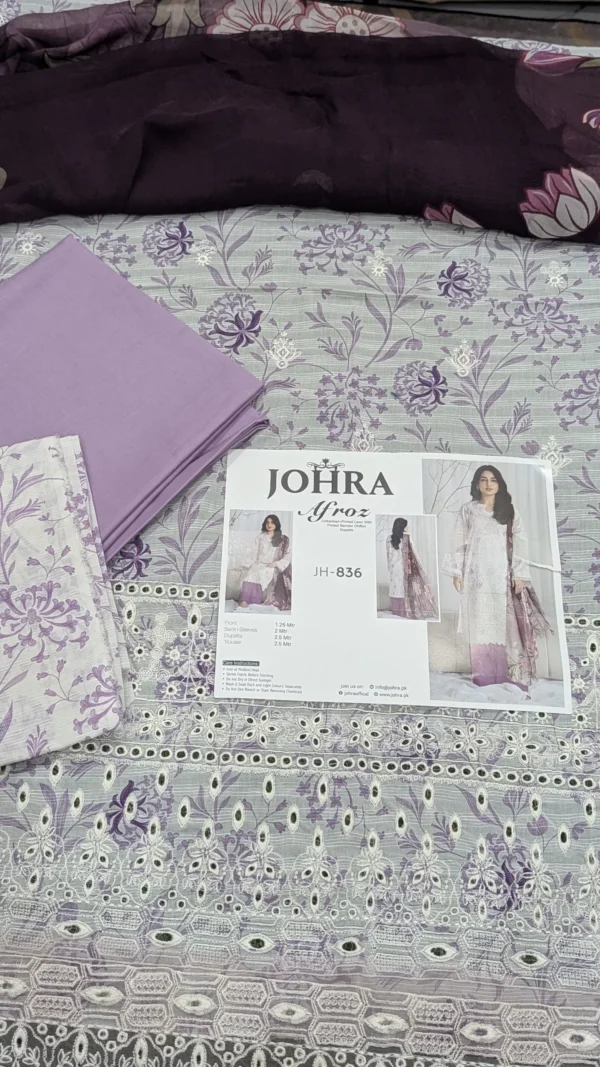 Johra Chickenkari Collection Afroz 3pc | JH-836 - Image 3