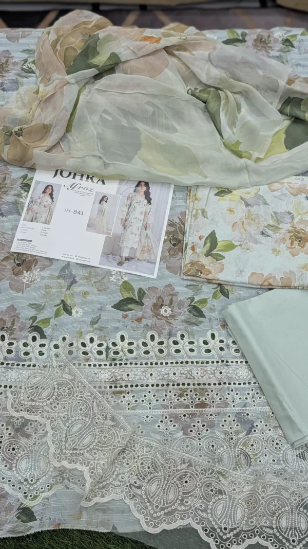 Johra Chickenkari Collection Afroz 3pc | JH-841 - Image 3