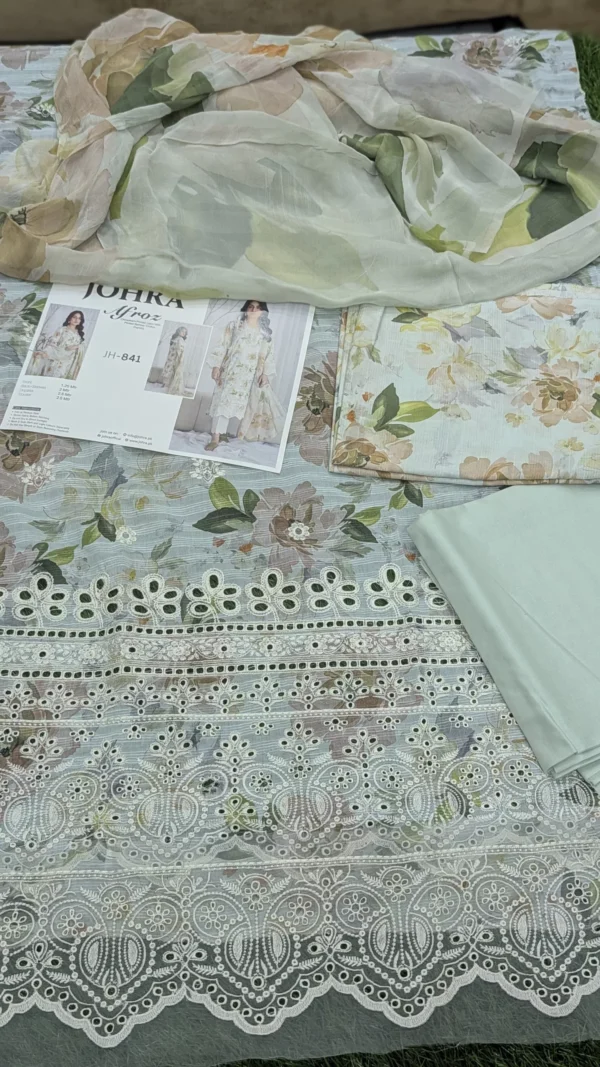 Johra Chickenkari Collection Afroz 3pc | JH-841 - Image 2