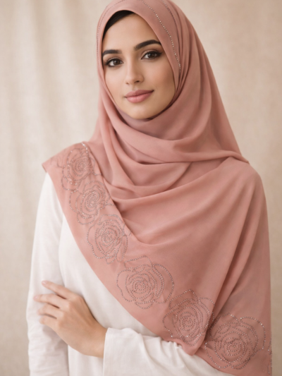ghulab stone border korean chiffon shawl demo