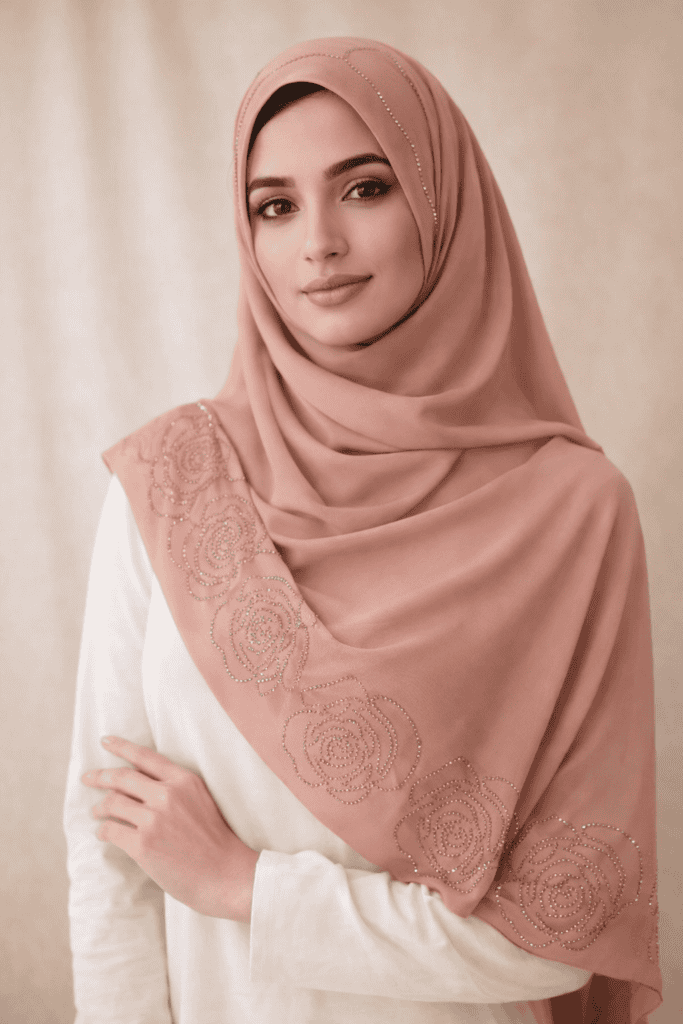 ghulab stone border korean chiffon shawl demo